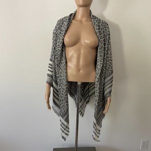 Fashion Scarf Womens One Size White Cheetah Fringe Neck Warmer Square Scarf